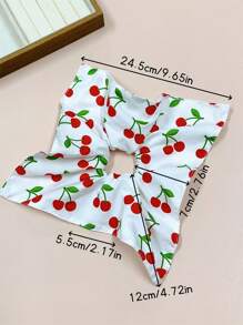 1 Stück Süße Kirsche bedrucktes Stoff Schleifen Haargummi für Damen, elastisches Haarband für Pferdeschwanz oder Dutt, passend zu Kleidern, Alltagsoutfits, dekoratives Accessoire, eleganter Boho-Stil