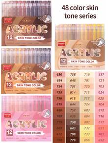 1pc Direct Liquid Soft Tip Acrylic Marker Pen, 12/24/48/72 Colors, Student Dedicated Non-Transparent, Multi-Color Available, Stackable, Watercolor Pen, For Art Students, DIY Colored Brush - Straight Liquid Soft Tip Marker Pen - View 16