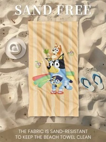 Bluey Toalha de praia azulada, 1 peça, toalha de banho com estampa de leite de coco e azul, toalha de banho, toalha de praia estilo fashion, toalha de banho superabsorvente para banheiro, natação, fitness, ioga, toalha de microfibra macia e confortável, leve e portátil, proteção contra vento e sol, à prova de areia para viagens de verão, decoração de banheiro para férias, tamanhos regulares e maiores recomendados (toalha pequena de 35 x 75 cm, 150 cm ou mais recomendada)