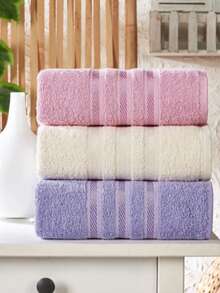 MADE IN TURKEY Lia Soft Border Series 3-Piece Towel Set – 50x85 Cm – 100% Cotton - Pink - View 2