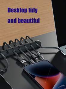 قطعة واحدة من مُنظم الكابلات اللاصق من السيليكون، 3/5/7 فتحات لتخزين سطح المكتب، سماعات الأذن/شواحن الهاتف/الأسلاك الكهربائية، حامل متعدد الوظائف لف الأسلاك، منظم سطح المكتب
