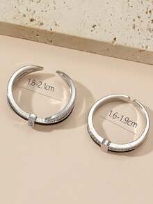 2pcs/Gift Box Heart Zirconia Ring Set, Lover Rings Set, Birthday Gift, Valentine's Gift, Wedding Rings, Lover's Gift - Multicolor - View 5