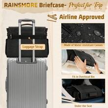 NEWHEY 男士斜挎包 17-17.3 英寸复古帆布公文包防水大号电脑笔记本电脑包坚固挎包单肩包适合工作旅行、大学书包 - 彩色 - 查看 9