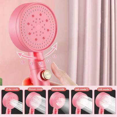 1/3 件套淋浴喷头，带增压水压器，浴室热水器花洒套装，增压花卉淋浴喷头，粉色樱花家居浴室装饰秋季装饰浴室配件