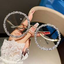 1 chiếc kính mát thời trang tròn kim loại đính đá trang trí cho nữ cỡ lớn cổ điển thanh lịch độc đáo Y2K thời trang, cho kỳ nghỉ khác biệt - Vàng - Xem 16