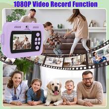 Instant Camera With Rechargeable Battery, Large Capacity 1200mAh, 1080P High-Definition Video, Dual Cameras (Front And Rear), Compact And Portable Design, Suitable For Travel, Family Photos And Outdoor Activities - Green/Pink/Purple, Portable Camera - XX-multicolor - View 6
