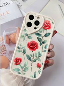 1 pieza Funda de teléfono con patrón de flores en forma de corazón de TPU mate compatible con iPhone X/XR/XS MAX/11/12/13/14 PRO/15 Pro Max/16/16 Pro/16 Plus/16 Pro Max