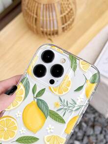 1pc Ins Style Fresh Lemon Flower Leaf Pattern Air Cushion Anti-Slip Soft Phone Case Compatible With Iphone 11/12/13/14/15/16 Pro Max Waterproof Shockproof Anti-Fall Scratch Resistant - Multicolor - View 4