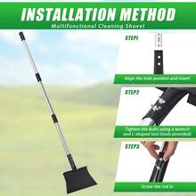 Multifunctional Heavy-Duty Steel Garden Shovel – 136cm Adjustable Handle, For Weeding, Digging, Lawn Edging & Ice Removal - Black - View 3