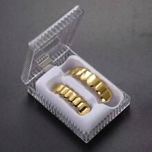 Dientes falsos enchapados en oro, joyería para dientes de hip hop suave para hombres y mujeres