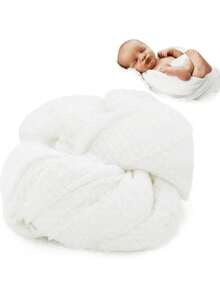 1 chiếc chăn quấn trẻ sơ sinh thoáng khí, co giãn, màu trơn, chất liệu dệt kim mềm mại, phụ kiện cần thiết cho bé, đạo cụ chụp ảnh sơ sinh. - Nhiều màu - Xem 9