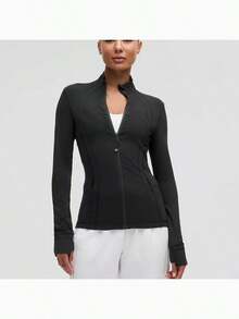 Define Jacket Nulu Women's Lightweight, Full Zip Running Track Jacket-For Yoga Gym Running-Sweat-Wicking-Yoga-All Seasons Sport-Spring/Summer-Autumn/Winter-Back To School - 黑色 - 查看 1