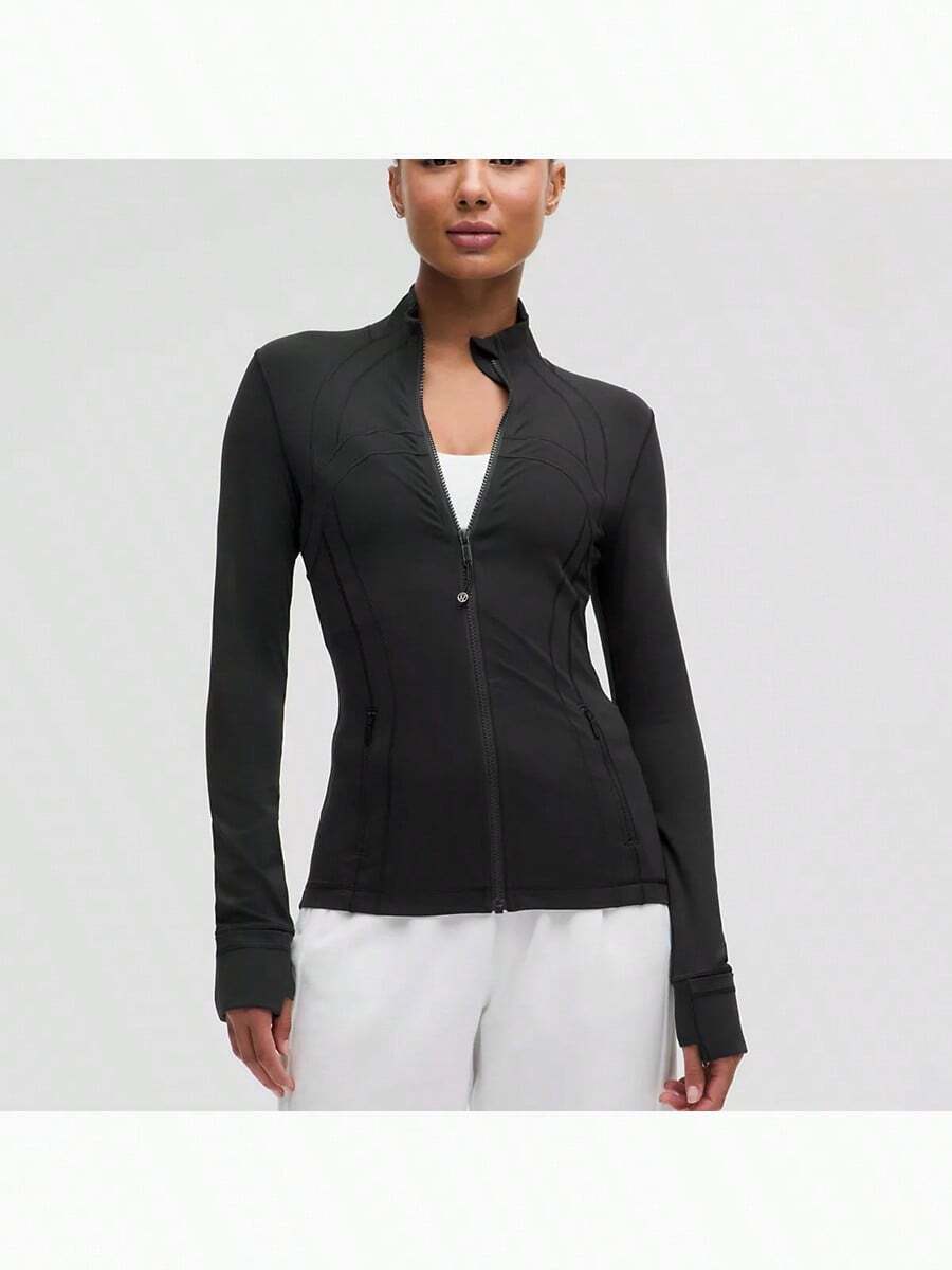 Define Jacket Nulu Women's Lightweight, Full Zip Running Track Jacket-For Yoga Gym Running-Sweat-Wicking-Yoga-All Seasons Sport-Spring/Summer-Autumn/Winter-Back To School - 黑色 - 查看 1