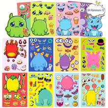 6/12/36pcs Cute Animal Face Stickers, Doodle Stickers Cartoon Rainbow Friends Interactive Scrapbooking Decorative Stickers - Multicolor - View 11