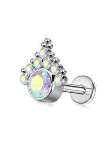 1 pieza Anillo para el labio con gota de agua con rhinestone, joyería para perforaciones en la oreja, Ashley Maduro Medusa, material hipoalergénico de acero inoxidable 316L, diseño de espalda plana con rosca interna, apto para uso diario, fiesta, cita, regalo para novia, amigas, estudiantes, madres - Multicolor - Ver 22