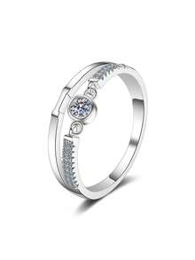 Gift Boxed Luxury High-End Stacked Cubic Zirconia Rings, Suitable For Women's Wedding, Engagement Wear And Holiday Gifts - Silver - View 5