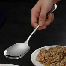 Durable Serving Spoon, Stainless Steel Square Head Large Size Soup Porridge Rice Scoop For Sweet And Savory Dishes