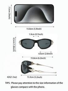 1 par de óculos masculinos futuristas, distópicos, Y2K, com design de explosão estelar, versáteis para uso casual, ao ar livre, na rua, em festas e festivais.