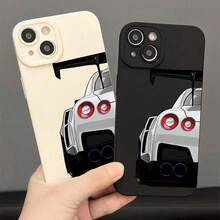 [2 Fundas de teléfono con diseño de coche] Conjunto de 2 fundas de teléfono creativas con patrones de coche, adecuadas para fundas protectoras suaves para 11, 12 Pro, 13 MINI, 14, 15 Plus, 16 Pro Max, X, XR, XSMAX, 7P y 8P, un regalo único y creativo. - Negro - Ver 5