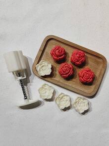 4-In-1 Rose Shaped Mooncake Mold Setwith Press Tool- Romantic Baking Kit FolValentine's Dates,Dly Home Dessert &Asian Festiva Cooking
