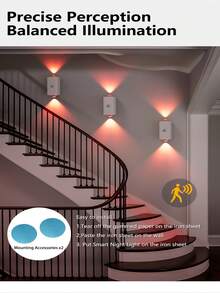 1 件 1 包/2 包可调节 LED 磁性夜灯，RGB 渐变红外传感器，可充电室内智能灯可调色温，壁挂式和桌面式安装，按钮控制，便携且可拆卸，适用于衣柜、玄关、走廊、阳台、书房 - 有线