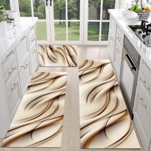 1pc Brown Striped Printed Anti-Fatigue Mat, Thick Design For Kitchen,Living Room, Porch, Balcony & Home Decor