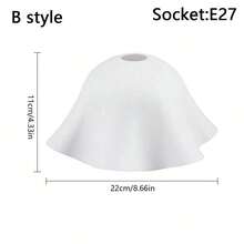 E27 底座 PVC 波浪灯罩，日式简约花卉图案，米色创意亚克力灯罩，适用于吊灯、台灯、吸顶灯具