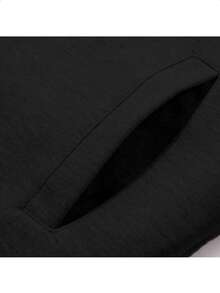 Men's Winter Fleece Hoodie; Warm Sweatshirt; Solid Color Jacket; Men's Hooded Sweatshirt - 黑色 - 查看 4