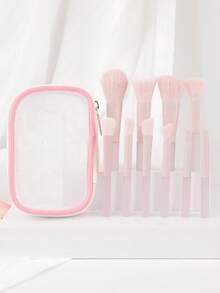 10pcs Mini Mesh Makeup Brush Set, Soft Hair Powder Blush Eye Shadow Nose Contour Makeup Brushes, Portable - Multicolor - View 11