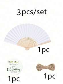 1/5/6/10/12 件折叠纸扇，派对用空白折叠手扇，DIY 工艺品 - 白色 - 查看 14