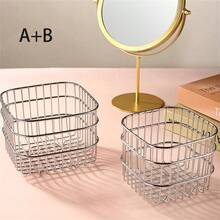1PC Multi Functional Storage Basket, Drain Basket, Household Kitchen Seasoning, Coffee, Fruit, Vegetable Basket, Desktop Cosmetics Square Storage Basket, Desktop Neat Storage Basket , Makeup Room Decor - Multicolor - View 15