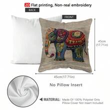 TOPSSCTR 1 件 2D 平面印花抱枕套，活力大象无刺绣枕套，适合家庭、卧室和客厅装饰（不含靠垫），装饰枕头