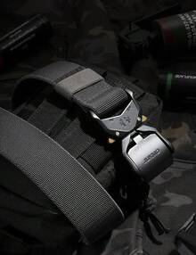 JUKMO Tactical Belt, Hiking Rigger 1.5 Nylon Web Work Belt With Heavy Duty Quick Release - 灰色 - 查看 7