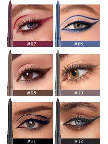 1pc Matte Shimmer Eyeliner Pencil, Twist-Up Waterproof Long-Lasting Smooth Eye Liner Pen