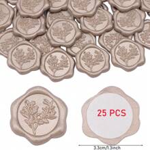CYFUN DESIGN 20/25 PCS Eucalyptus Pattern Real Wax Sealing Stickers Self-Adhesive Wedding Invitation Envelope Seal Stickers For Decorating Wedding Invitations, Gifts,Back To School,School Supplies