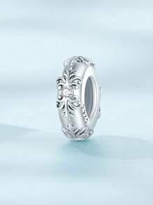 WOSTU 1 peça de contas espaçadoras de prata esterlina 925 com padrão retrô, contas espaçadoras de zircônia elegantes, adequadas para pulseiras e colares originais faça você mesmo para mulheres, acessórios de joias finas