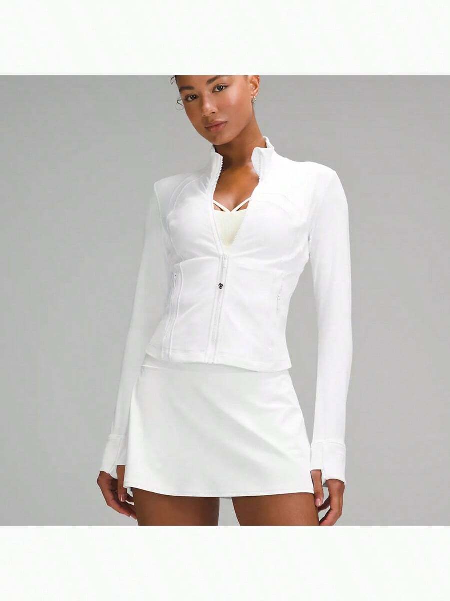 Define Cropped Jacket Nulu-For Yoga Gym Running-Sweat-Wicking-Yoga-All Seasons Sport-Spring/Summer-Autumn/Winter-Back To School - 白色 - 查看 1