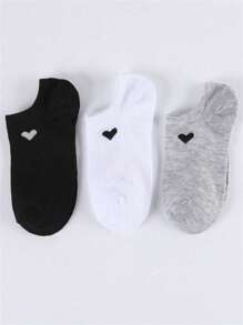 6 paires de chaussettes de sport décontractées design cœur, chaussettes basses coupe bateau et chaussettes invisibles, convenant pour le printemps et l'été, chaussettes de sport pour étudiants
