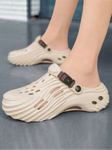 Men's Hole Shoes 2025, New Summer Thick Bottom Increased Height Non-Slip Wear-Resistant Slip-On Soft Bottom Soft Surface Lightweight & Comfortable Men's Sandals, Hollow Out Breathable Soft Comfortable EVA High Elastic Rubber Outdoor Driving Dual-Use Men's Sandals, Versatile Fashion Beach Outdoor Casual Men's Sandals Back To School