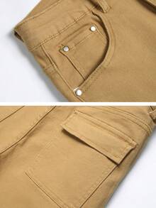 JUNBAOSS Men's Slim Fit Stretch Denim Shorts Ripped Skinny Jean Shorts For Men,Fashion Straight Comfort Flex Waist Short - 卡其色 - 查看 4