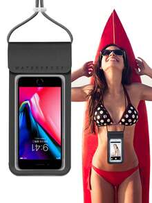 手机防水包斜挎挂绳通用触屏游泳潜水保护套运动包手机壳透明包沙滩包手机袋手机套基础款游泳包游泳者热带海岸风情沙滩包夏季海岛度假海滩配件男女通用钱包户外运动旅行度假泳池运动健身锻炼旅行包度假男女旅行必备耐用游泳包 - 黑色 - 查看 16