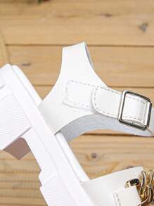 1 Pair Fashionable And Beautiful Girls Single Strap Anti-Slip Thick Soled Sandals, Stylish And Atmospheric, Suitable For Summer Outdoor Wear