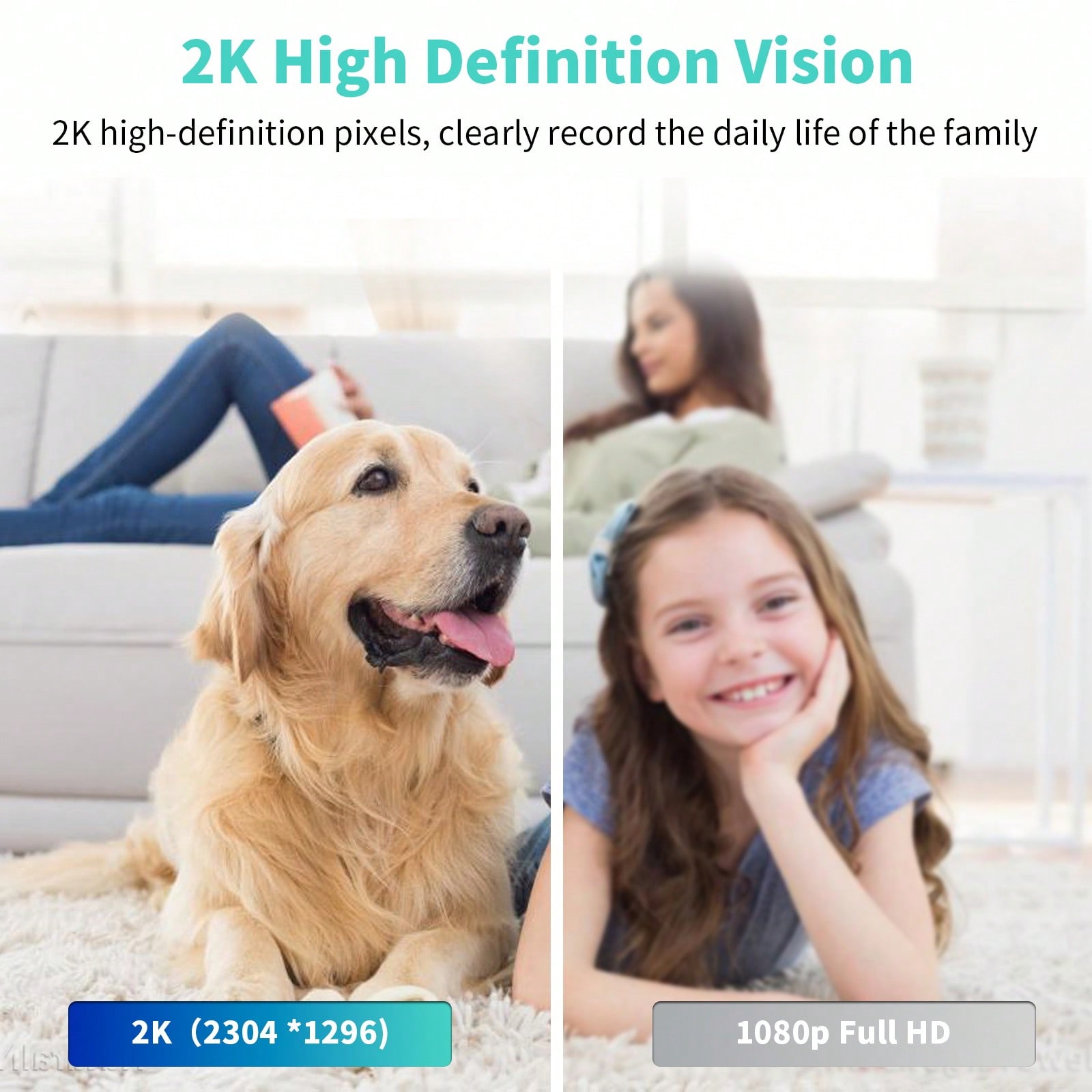 1 كاميرا أمان لاسلكية بدقة عالية 2K، تعمل على شبكا...