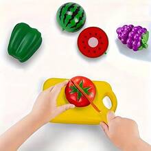 Marphy 24件套趣味切菜玩具，包含食物、水果和蔬菜，可用于角色扮演，促进早期教育基础技能发展，也是一份节日礼物。 - 彩色 - 查看 10