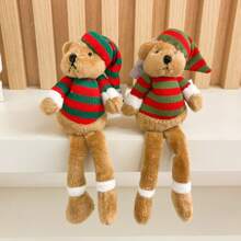 enfeite decorativo natal  Urso sentado com cachecol  20CM