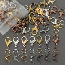 250 piezas Combinación de broches de langosta de aleación, anillos de salto y bucles cerrados - Incluye 50 piezas de broches de langosta, 100 piezas de anillos de salto, 100 piezas de bucles cerrados, adecuado para joyería DIY, elaboración de manualidades, collares, llaveros, pulseras, tobillos