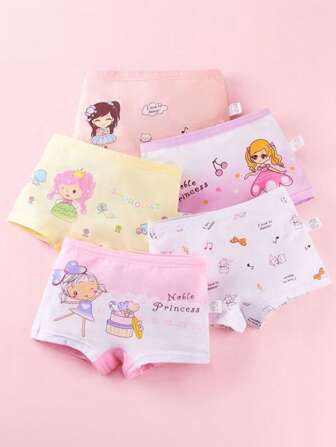 Set 4 Braga Pantaleta Niñas Calzón Algodón  Dulce    Bóxer Niña Cómodos  Calidad