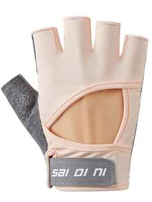 Letter Graphic Half-Finger Breathable Gloves,Suitable For Cycling,Riding Motorcycle And Skiing - Pink - View 2