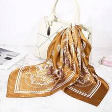 Satin Head Scarf - 27.5 Inch Silk Hair Wrap For Women - 黃色 - 查看 11