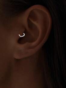 1 pièce Boucles d'oreilles créoles en argent sterling 925 pour femmes, boucles d'oreilles créoles mini fines en forme de V